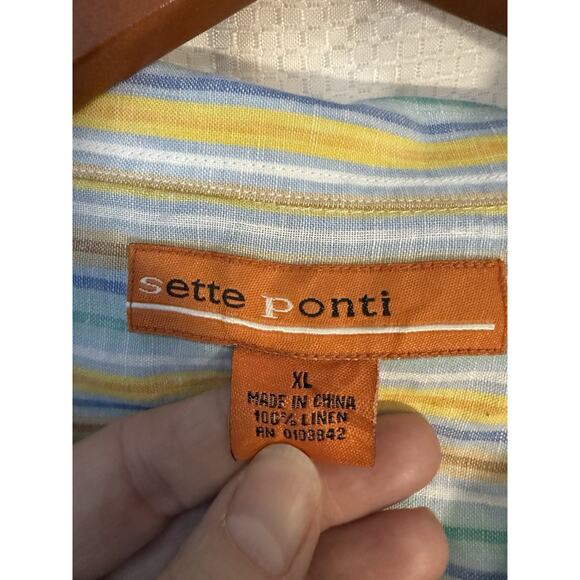 Sette Ponti 100% Linen XL‎ Men’s Shirt Sleeve Shirt FREE SHIPPING - Picture 8 of 8